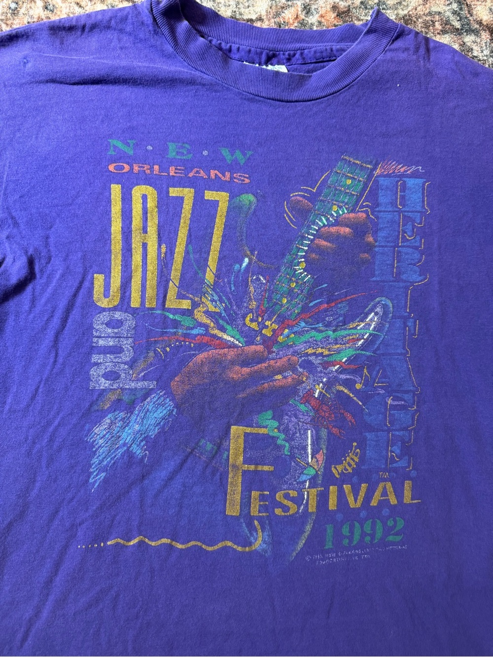Vintage Purple New Orleans Jazz Festival 1992 Graphic Tee